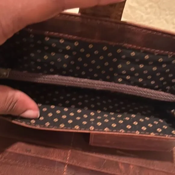 Sexy Little Vintage Leather And Cowhair Western Wallet On Chain Black Brown New - Picture 10 of 13